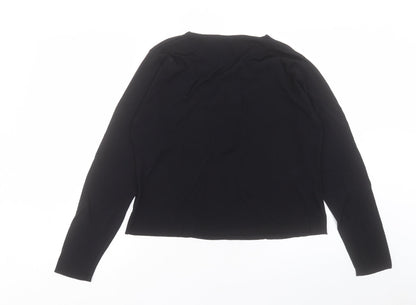 AMARANTO Womens Black V-Neck Viscose Pullover Jumper Size 18