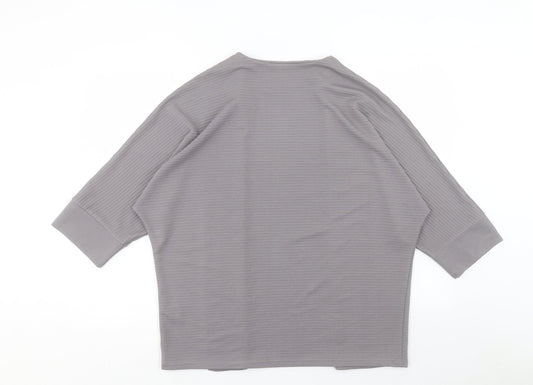 SheIn Womens Grey V-Neck Polyester Cardigan Jumper Size S