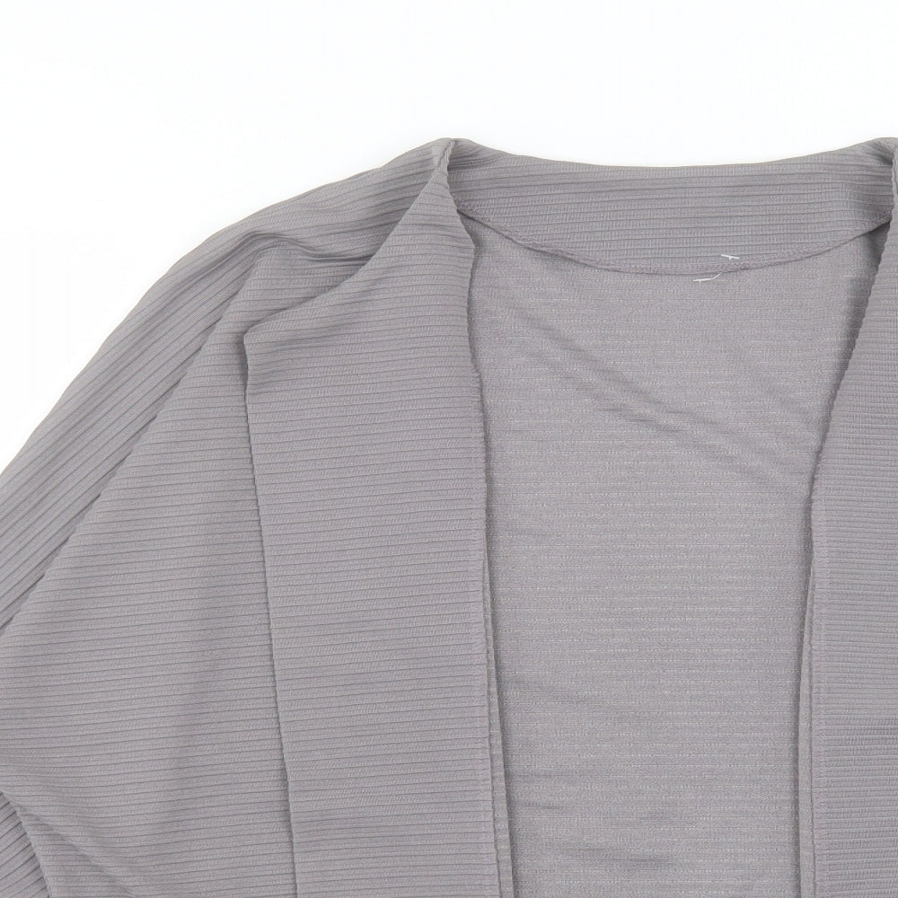 SheIn Womens Grey V-Neck Polyester Cardigan Jumper Size S