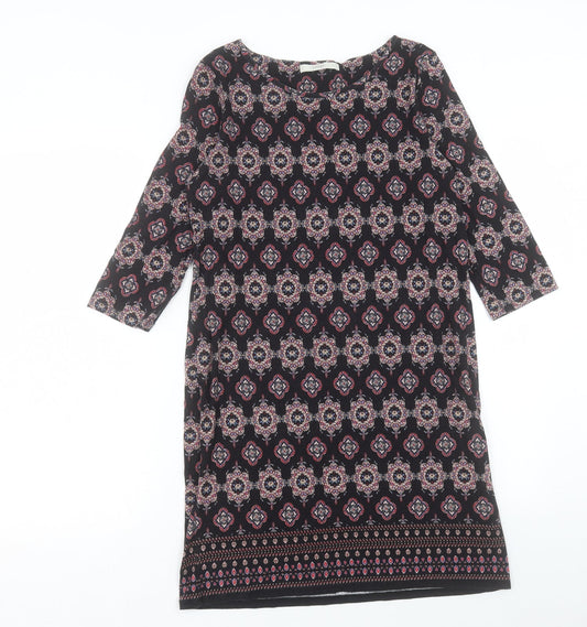 George Womens Multicoloured Geometric Viscose A-Line Size 12 Round Neck Pullover