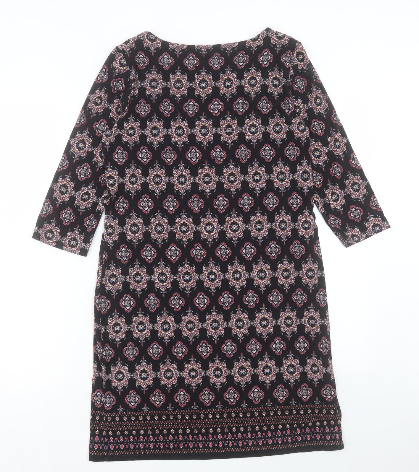 George Womens Multicoloured Geometric Viscose A-Line Size 12 Round Neck Pullover