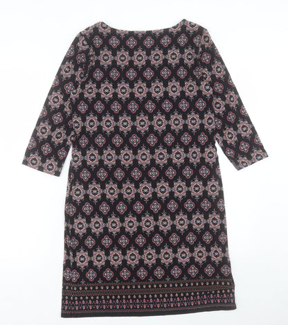 George Womens Multicoloured Geometric Viscose A-Line Size 12 Round Neck Pullover