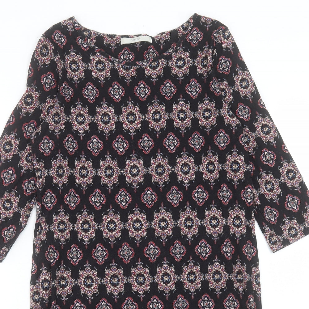 George Womens Multicoloured Geometric Viscose A-Line Size 12 Round Neck Pullover