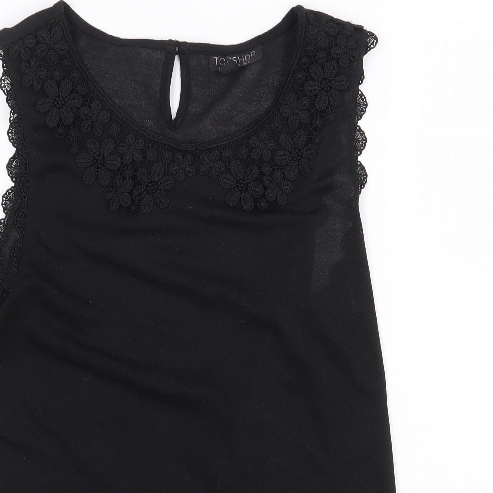 Womens UK Size 8 Topshop Black Basic Tank