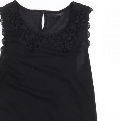 Womens UK Size 8 Topshop Black Basic Tank