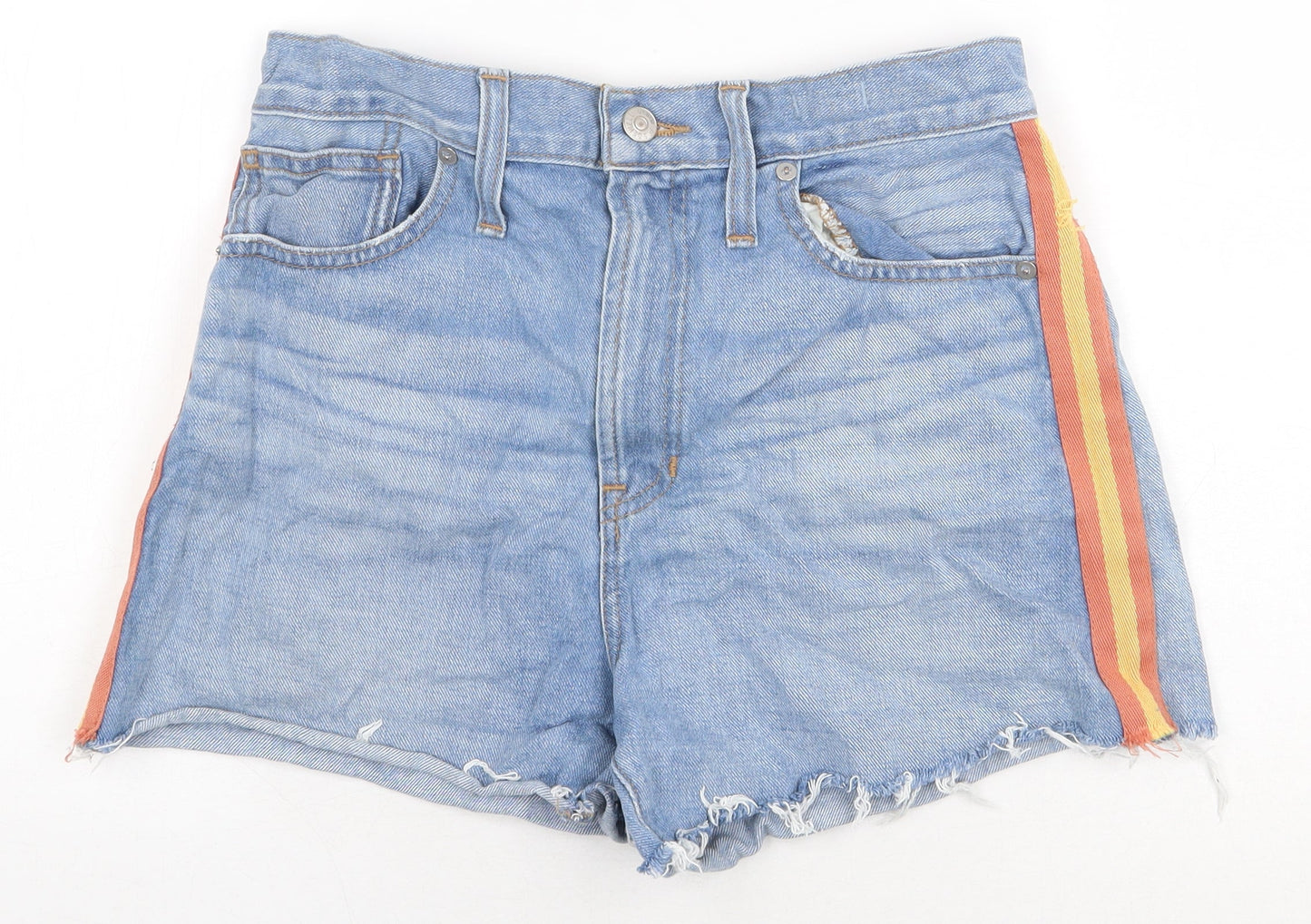 Madswell Womens Blue Cotton Hot Pants Shorts Size 28 in Regular Zip - Distressed