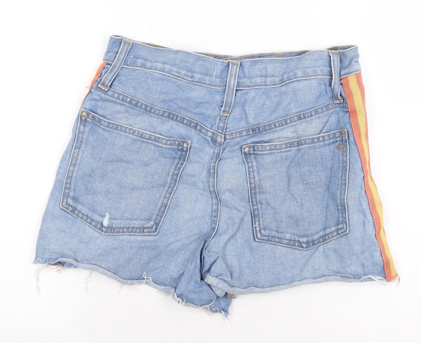 Madswell Womens Blue Cotton Hot Pants Shorts Size 28 in Regular Zip - Distressed
