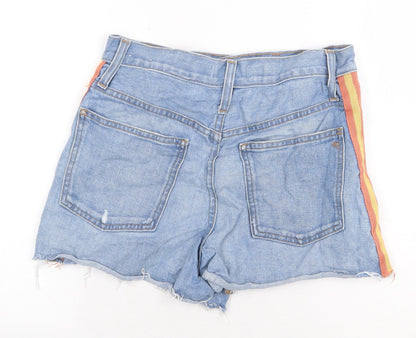 Madswell Womens Blue Cotton Hot Pants Shorts Size 28 in Regular Zip - Distressed