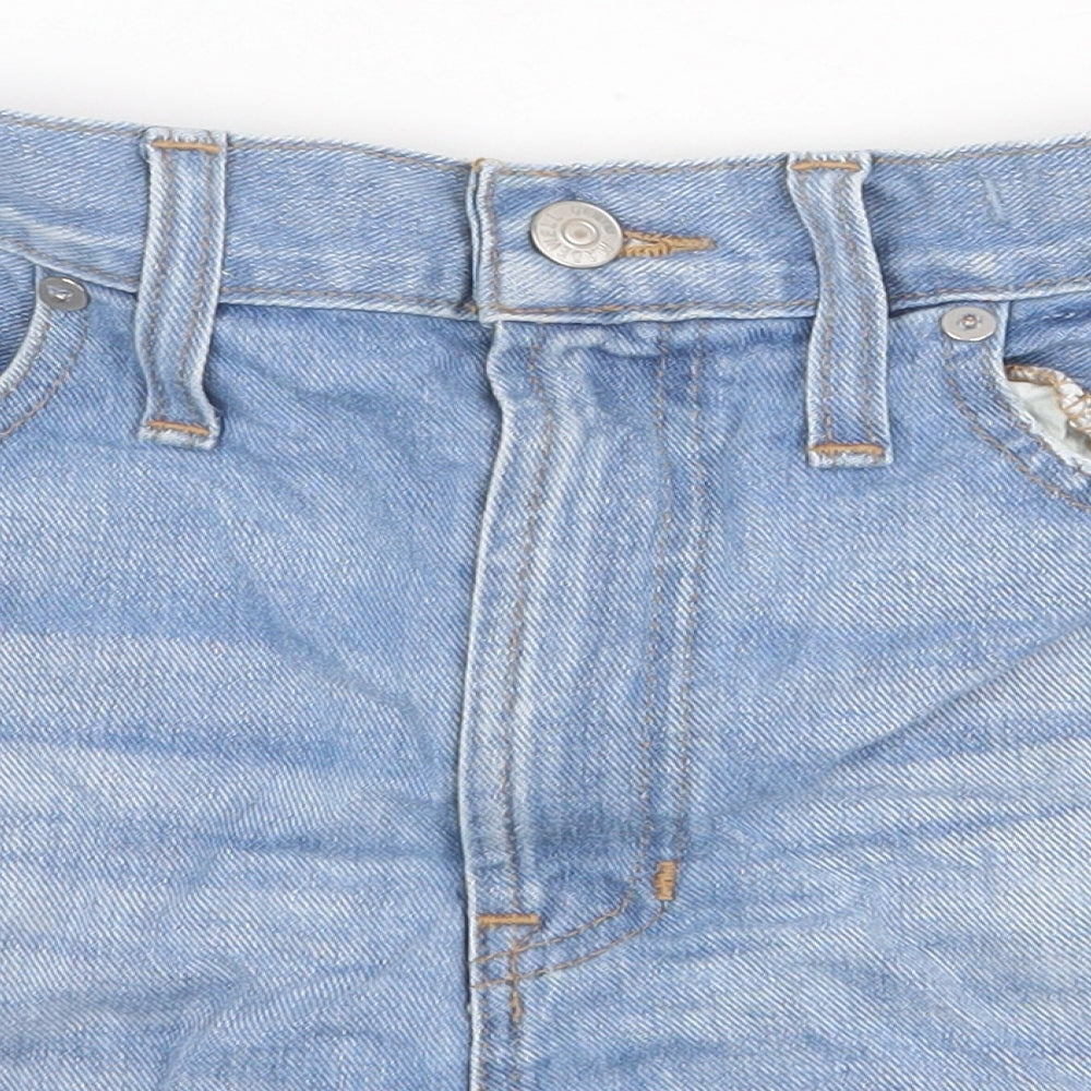 Madswell Womens Blue Cotton Hot Pants Shorts Size 28 in Regular Zip - Distressed