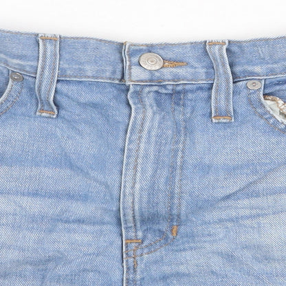 Madswell Womens Blue Cotton Hot Pants Shorts Size 28 in Regular Zip - Distressed
