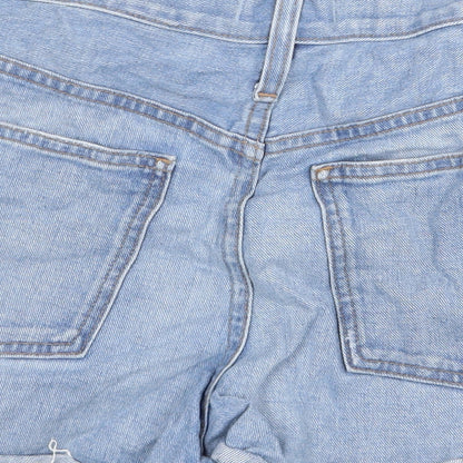 Madswell Womens Blue Cotton Hot Pants Shorts Size 28 in Regular Zip - Distressed