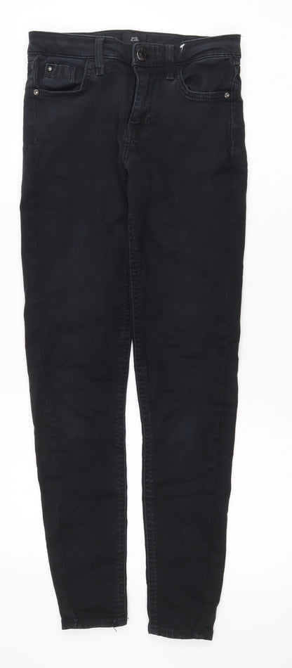 River Island Womens Black Cotton Skinny Jeans Size 8 Regular Zip