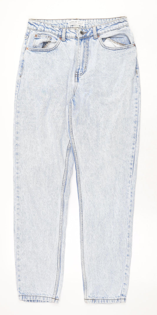 Denim & Co. Womens Blue Cotton Straight Jeans Size 10 Regular Zip