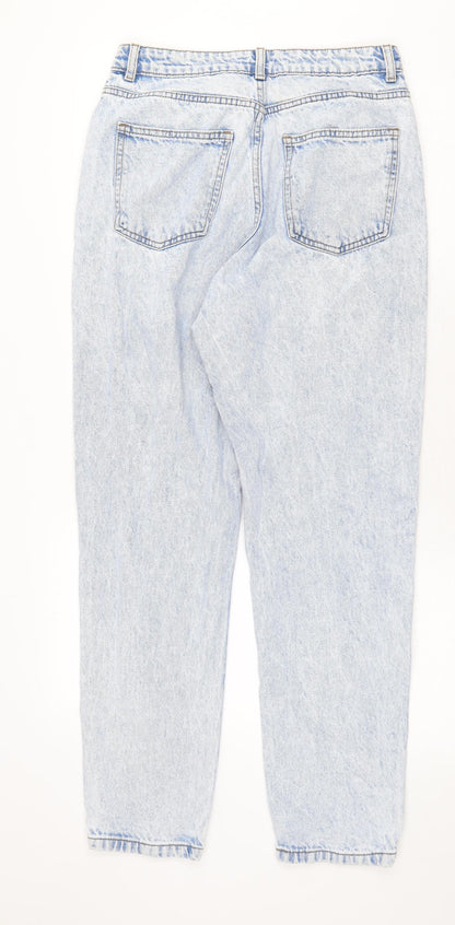 Denim & Co. Womens Blue Cotton Straight Jeans Size 10 Regular Zip