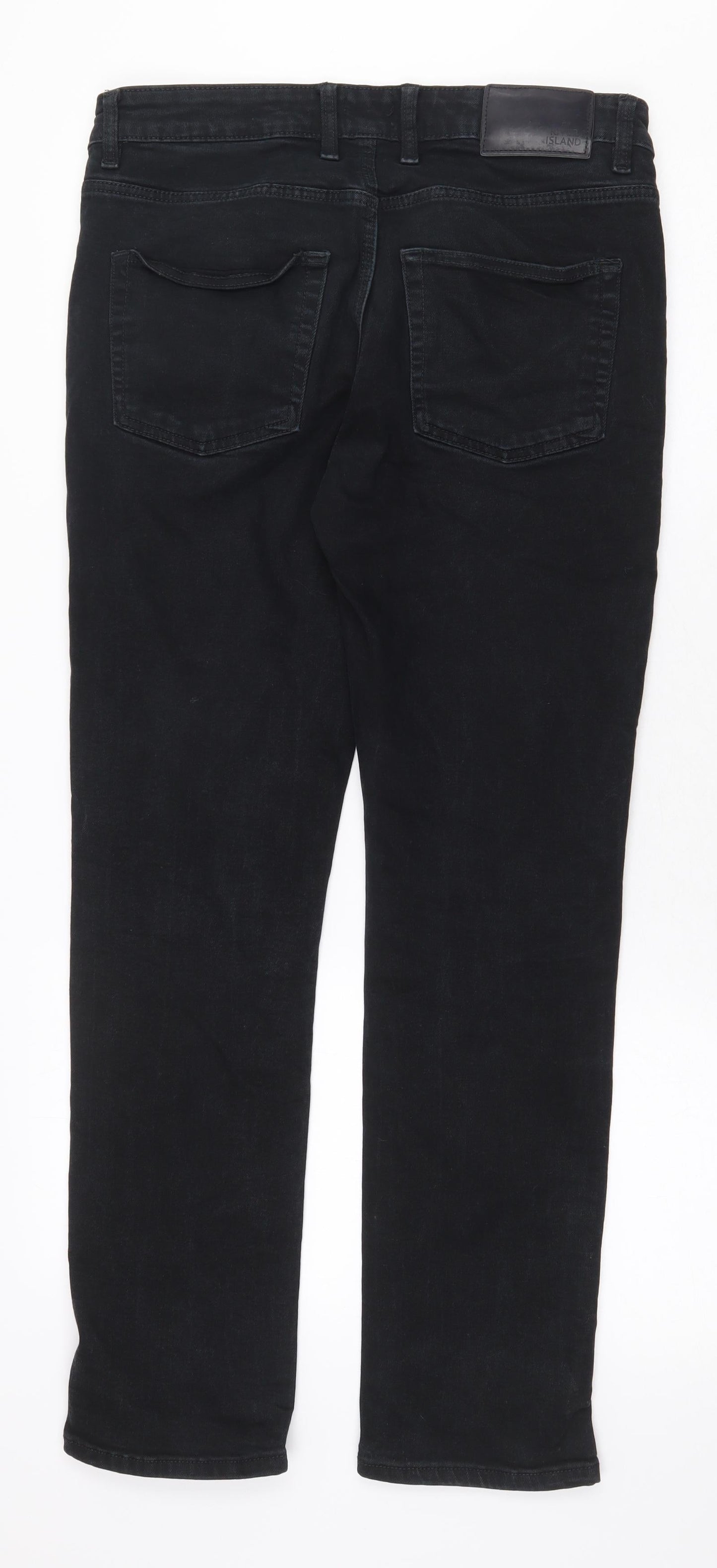 River Island Womens Black Cotton Straight Jeans Size 30 Regular Zip