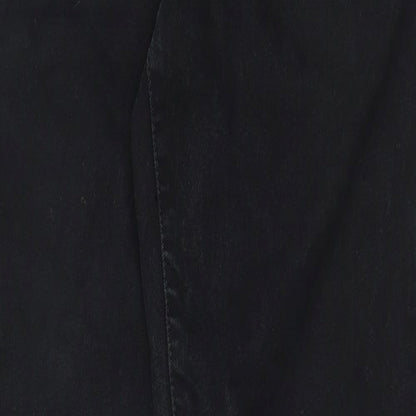 River Island Womens Black Cotton Straight Jeans Size 30 Regular Zip