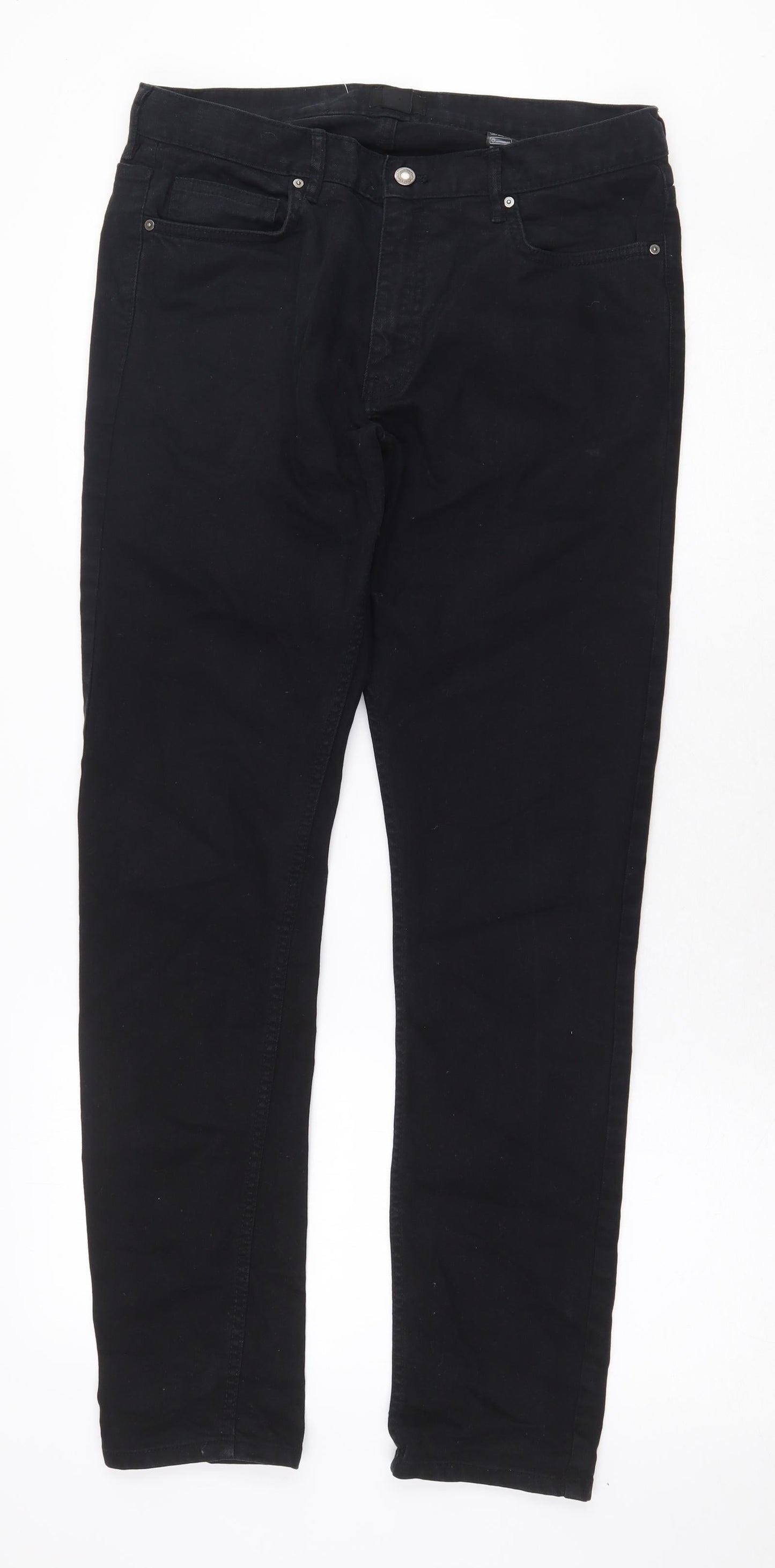 Womens UK Size 32 in H&M Regular Fit Straight Black Jeans