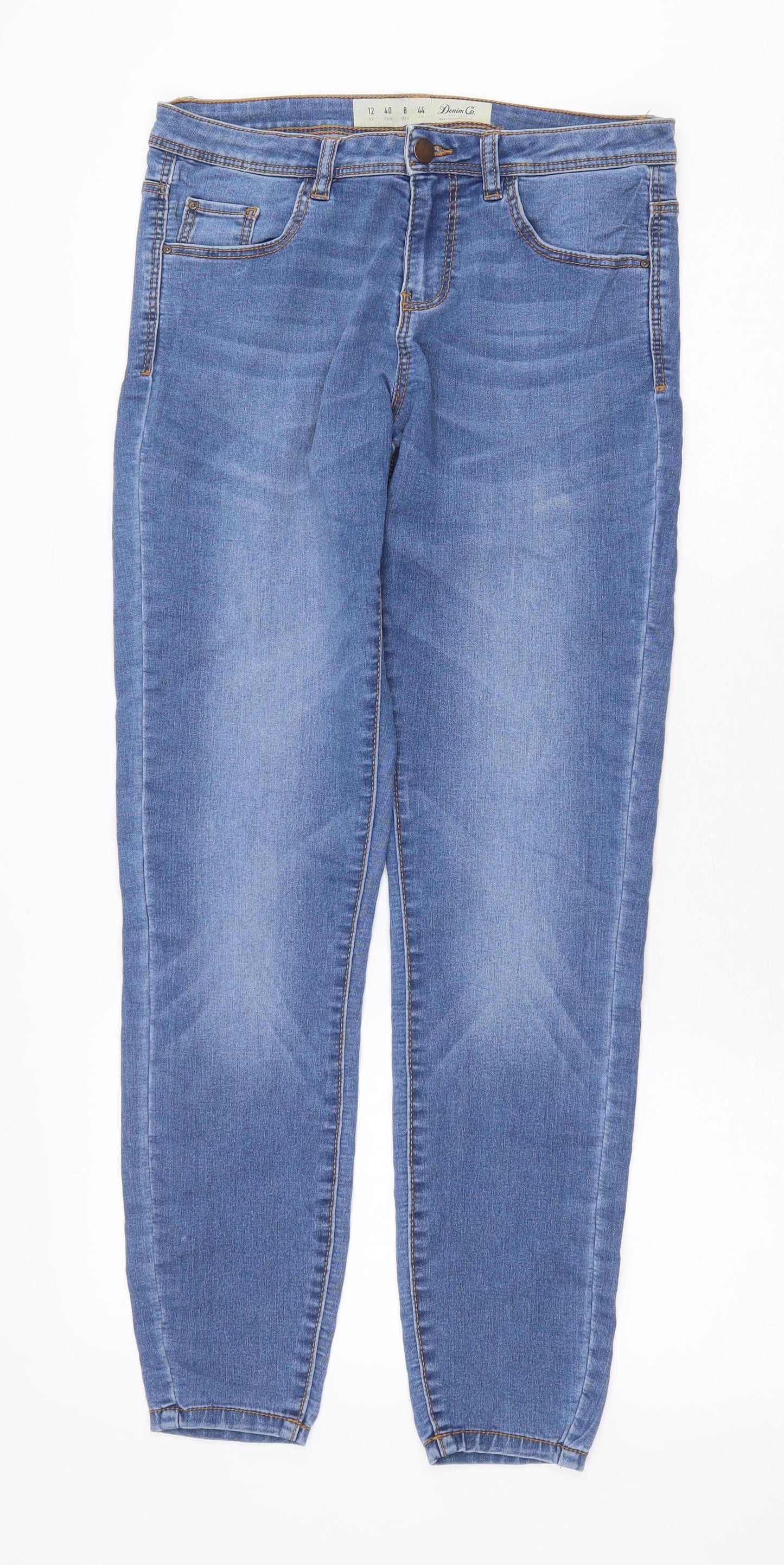 Denim & Co. Womens Blue Cotton Skinny Jeans Size 12 Regular Zip