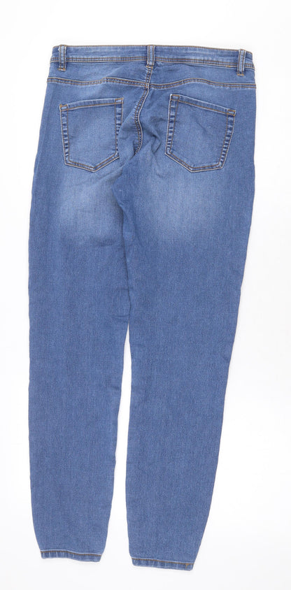 Denim & Co. Womens Blue Cotton Skinny Jeans Size 12 Regular Zip