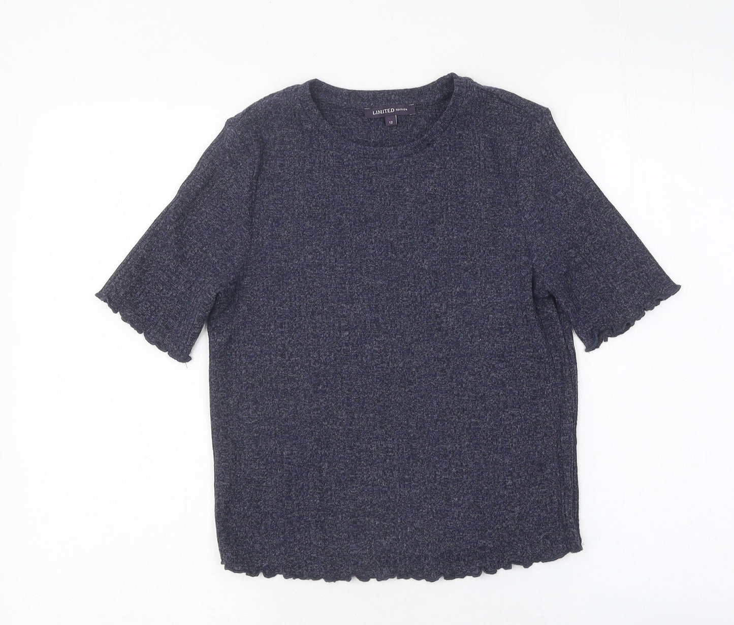 Womens UK Size 12 Limited Edition Blue Basic T-Shirt