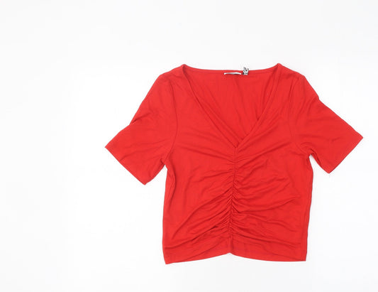 Womens UK Size 10 ASOS Red Cropped T-Shirt