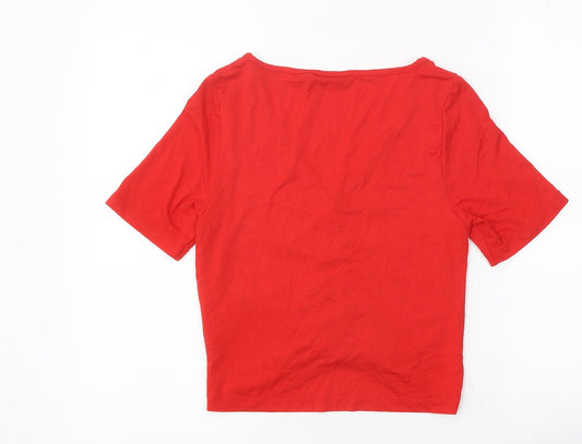 Womens UK Size 10 ASOS Red Cropped T-Shirt