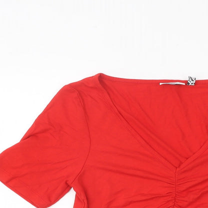 Womens UK Size 10 ASOS Red Cropped T-Shirt