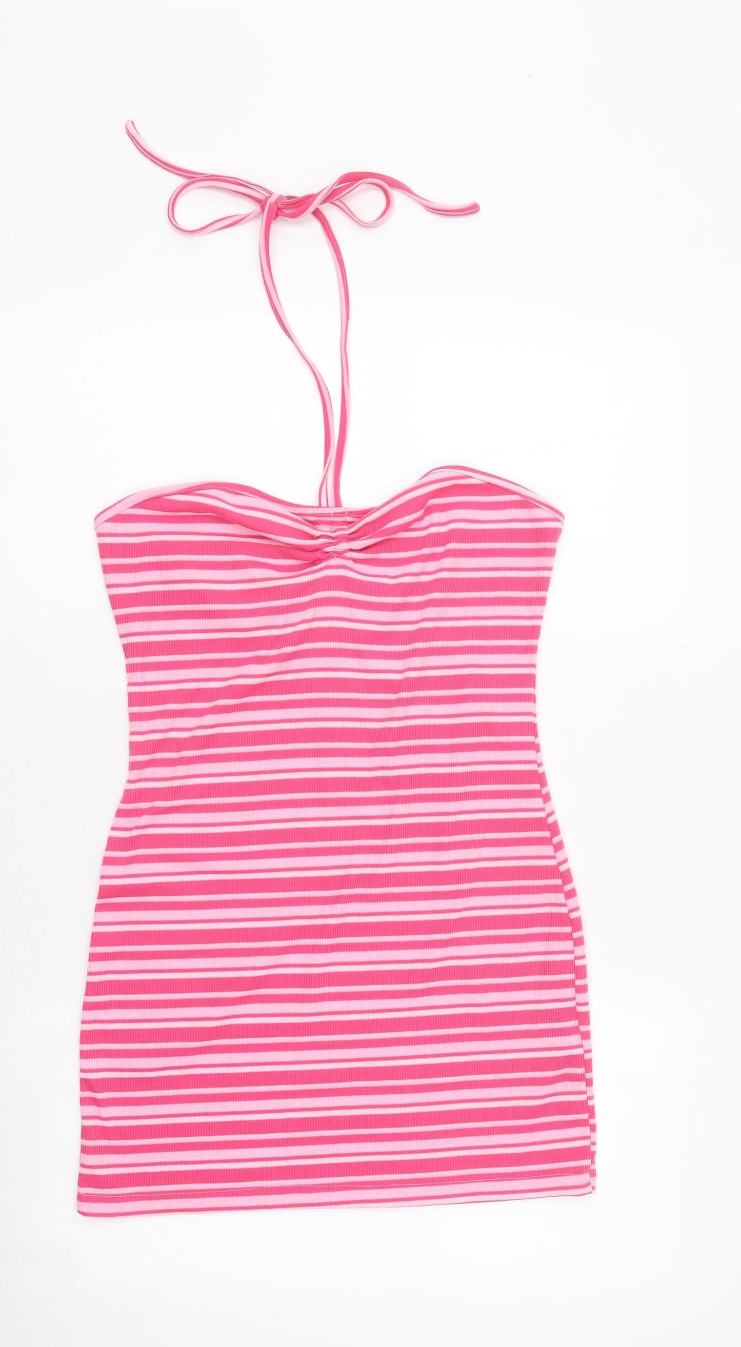 SheIn Womens Pink Striped Cotton Basic Tank Size M Sweetheart