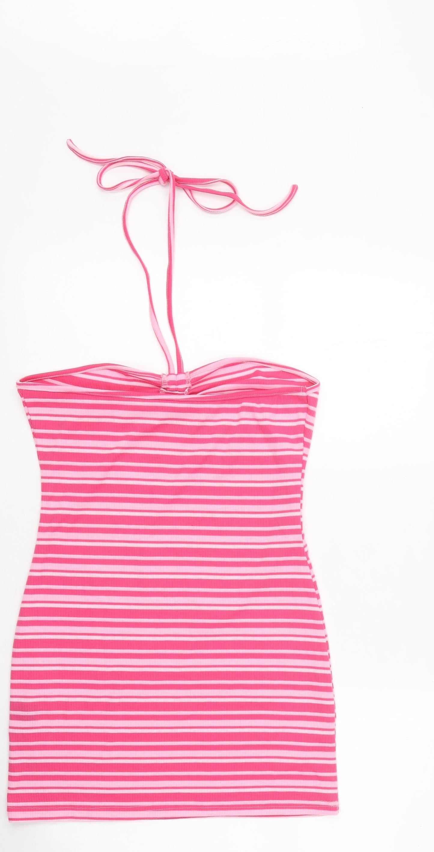 SheIn Womens Pink Striped Cotton Basic Tank Size M Sweetheart