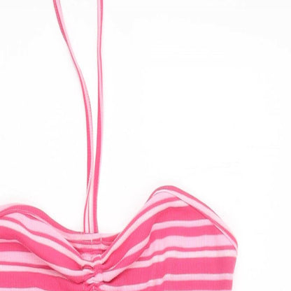 SheIn Womens Pink Striped Cotton Basic Tank Size M Sweetheart