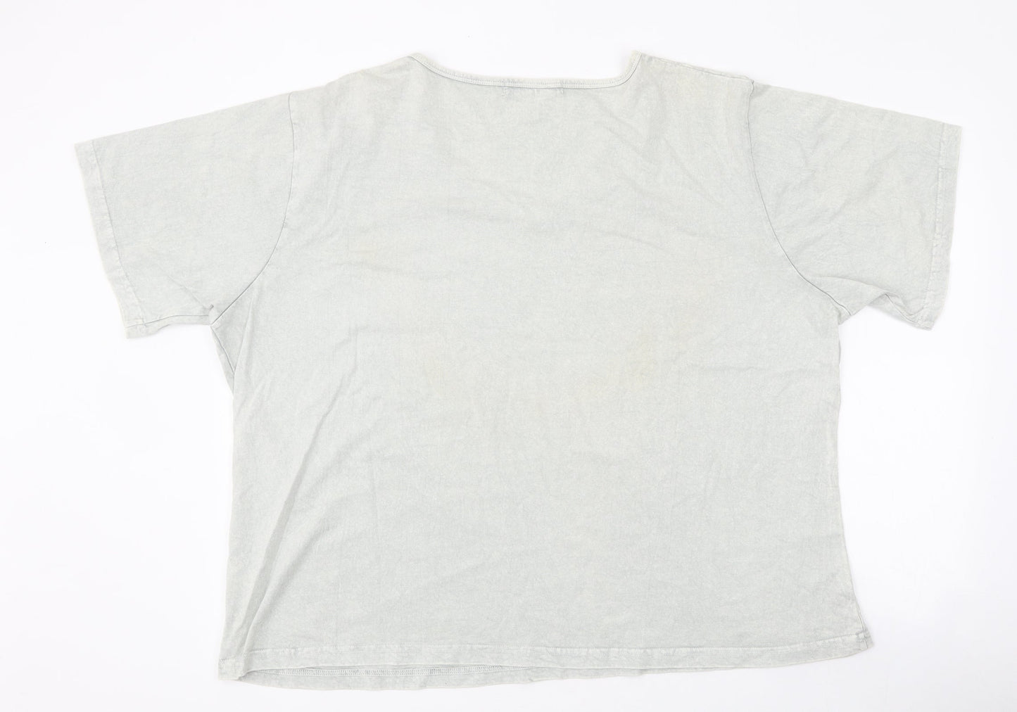 Classics Womens Grey Cotton Basic T-Shirt Size L V-Neck