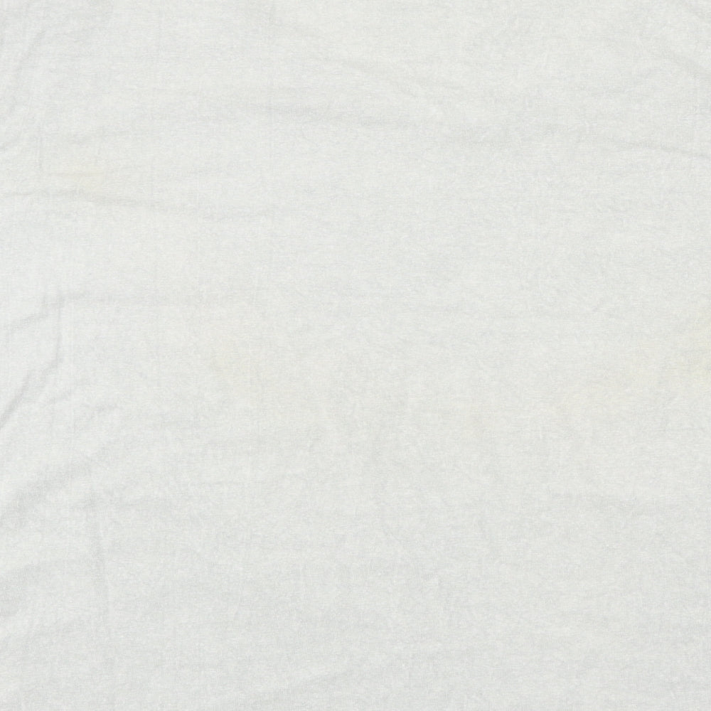 Classics Womens Grey Cotton Basic T-Shirt Size L V-Neck