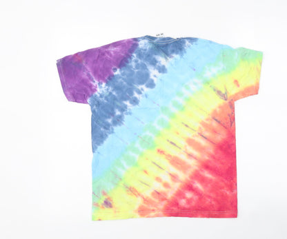 Fruit of the Loom Girls Multicoloured Geometric Polyester Basic T-Shirt Size 9-10 Years Round Neck Pullover - Tie Dye Pattern