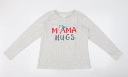 Nutmeg Womens Grey Cotton Basic T-Shirt Size 12 Round Neck - Mama Hugs