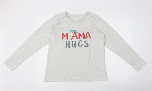 Nutmeg Womens Grey Cotton Basic T-Shirt Size 12 Round Neck - Mama Hugs