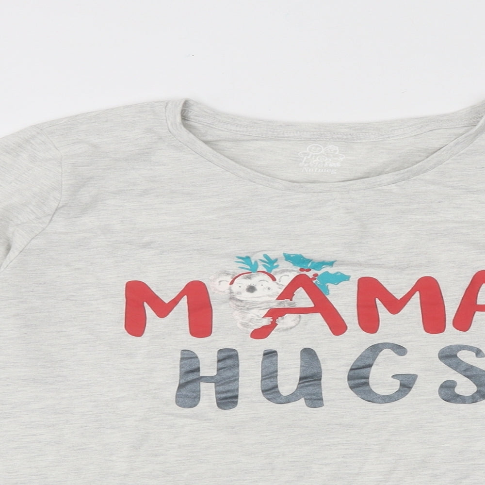 Nutmeg Womens Grey Cotton Basic T-Shirt Size 12 Round Neck - Mama Hugs