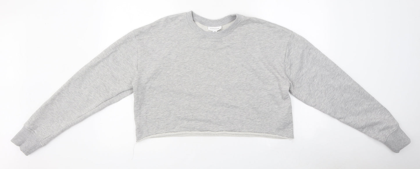 Topshop Womens Grey Polyester Pullover Sweatshirt Size 8 Pullover - Cropped