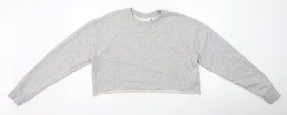 Topshop Womens Grey Polyester Pullover Sweatshirt Size 8 Pullover - Cropped