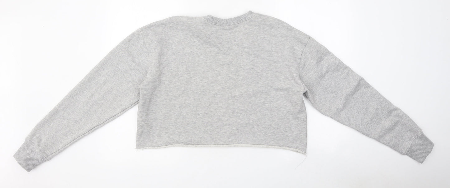 Topshop Womens Grey Polyester Pullover Sweatshirt Size 8 Pullover - Cropped