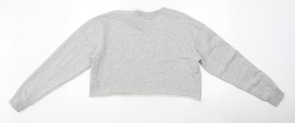 Topshop Womens Grey Polyester Pullover Sweatshirt Size 8 Pullover - Cropped