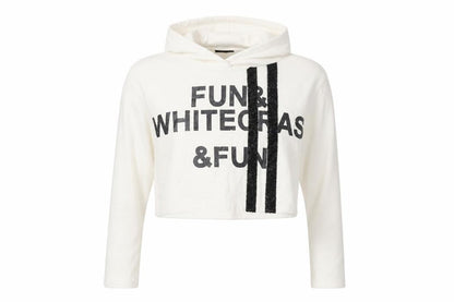 Fun & Fun Womens Silver 100% Cotton Pullover Hoodie Size 12 Pullover - Cropped