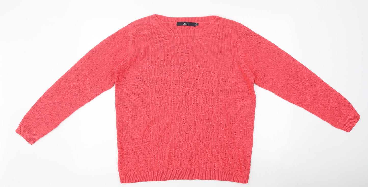 Womens UK Size M Isle Pink Pullover Jumper