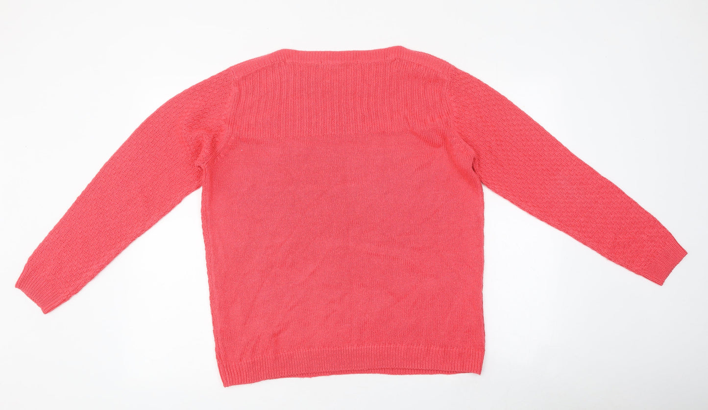 Womens UK Size M Isle Pink Pullover Jumper