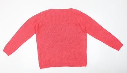 Womens UK Size M Isle Pink Pullover Jumper