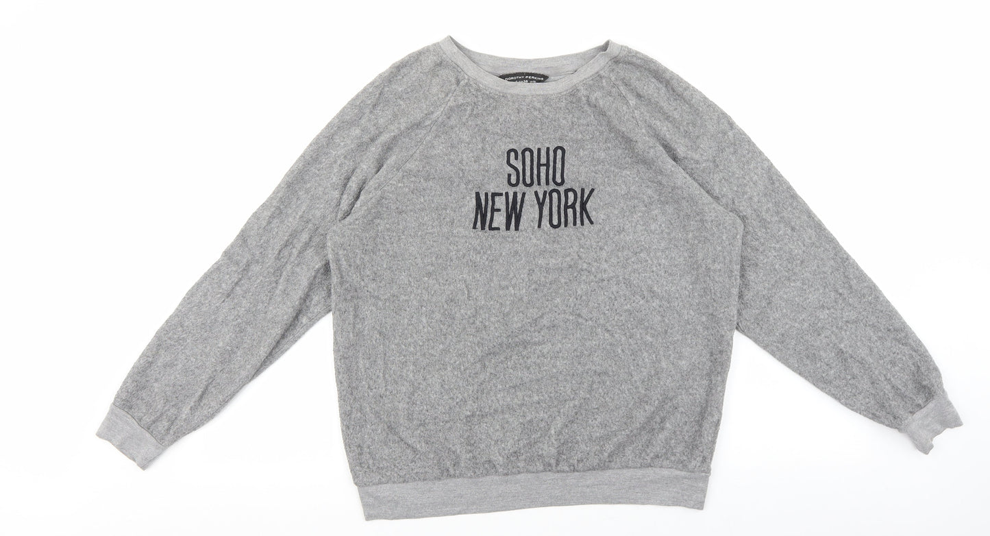 Dorothy Perkins Womens Grey Cotton Pullover Sweatshirt Size 10 Pullover - Soho New Yrok