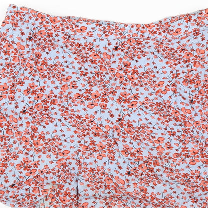 H&M Womens Blue Floral Viscose Swing Skirt Size M Zip
