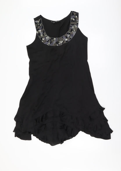 Dorothy Perkins Womens Black Polyester A-Line Size 12 Round Neck Pullover