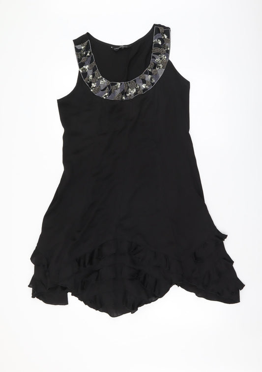 Dorothy Perkins Womens Black Polyester A-Line Size 12 Round Neck Pullover