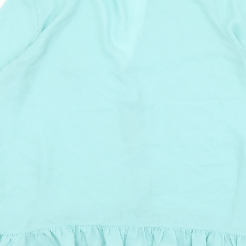 Papaya Womens Green Polyester Basic Blouse Size 12 V-Neck