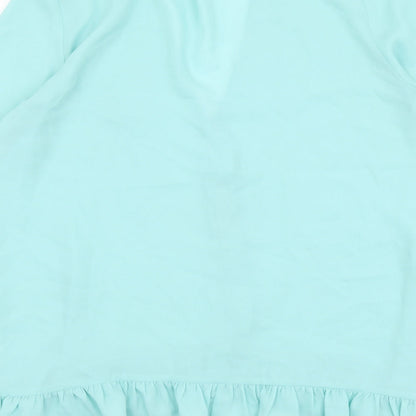 Papaya Womens Green Polyester Basic Blouse Size 12 V-Neck